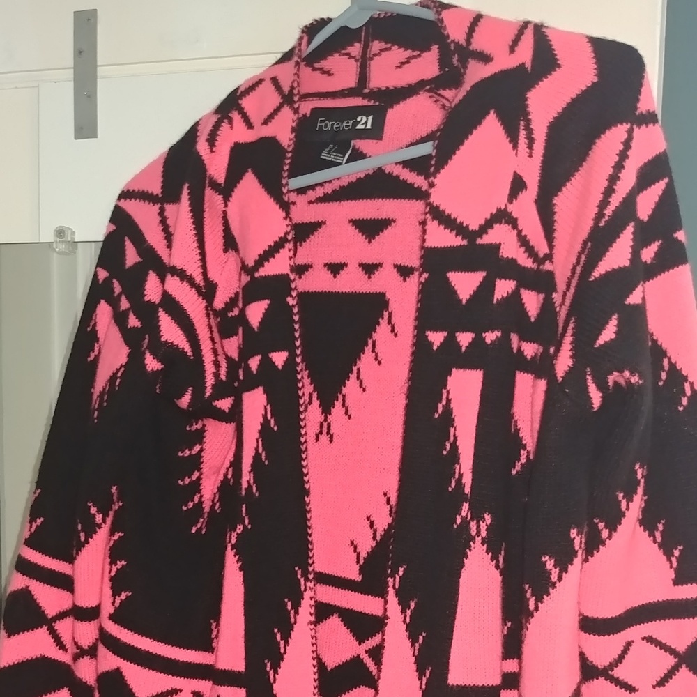 Black and neon pink sweater
